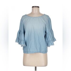 Melrose and Market Blue Ruffle Sleeve Blouse